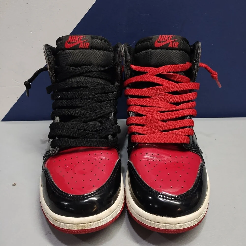 Nike Air Jordan Retro 1 High OG Patent Bred Sneakers Youth 7Y Multi 575441-063